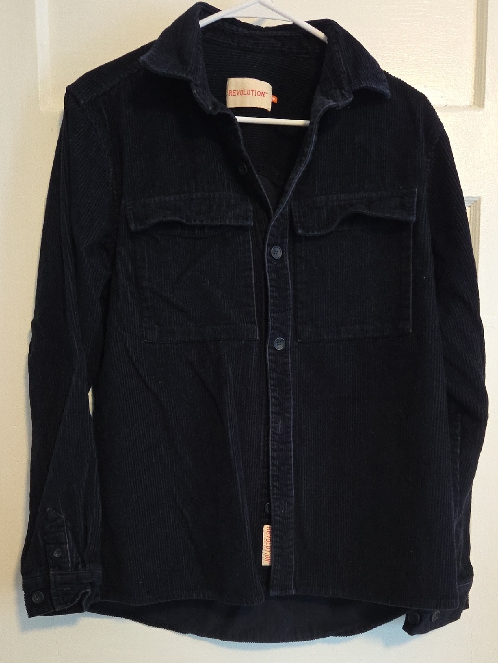 Revolution Dark Blue Corduroy Shirt with Red Logo Tag